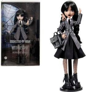 PRÉ-VENDA Monster High x Wednesday Addams Wandinha com Uniforme