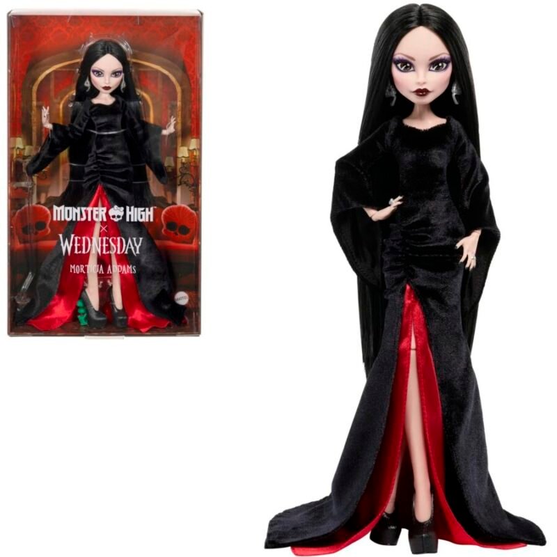 PRÉ-VENDA Monster High x Wednesday Mortícia Addams Skullector Wandinha – Monster High